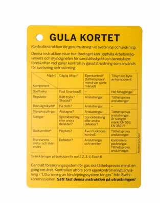 Är skärmunstycket/insatsen oskadade? Är sätet i gott skick? 10. Täthetsprova (läcksök) hela utrustningen enl. punkt 3 på det gula kortet 11.