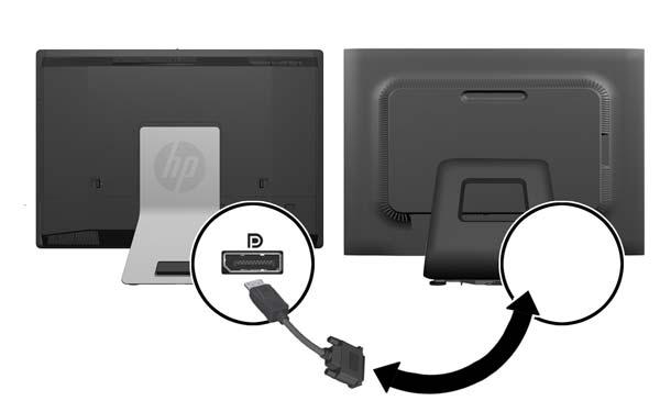 4. Om den sekundära skärmen inte har en DisplayPort-kontakt, anslut en DisplayPort-videoadapter till DisplayPort-kontakten på datorn.