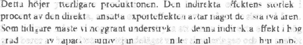 34 TabeD 8 Direkta och Indirekta drageffekter på sveosk Industriproduktion 1976-1981 Simuleringsresultat från en exogen höjning av exporten hos de 10 största utlandsinvesterande företagen Tillskottet