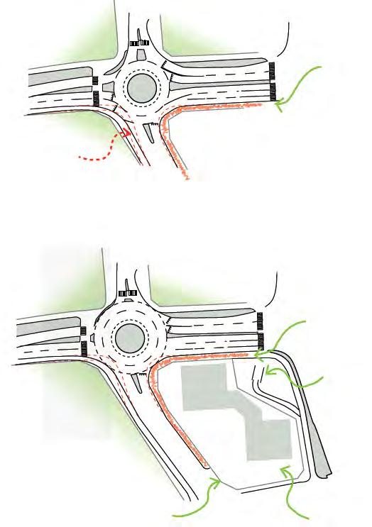 52-75 BOTKYRKA KOMMUN 12 [16] Antagandehandling Stadsbyggnadsenheten 2011-09-13 1- Förslag på utformning av cirkulationsplats framtaget av NIRÁS Den planerade cykelvägen Dagens