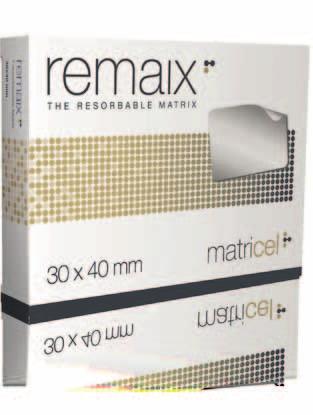Tillgängliga storlekar Remaix-membranen är förpackade i dubbelblister och finns i följande storlekar: Beställningsnr. Storlek Förpackningsenhet REM3040 30 mm x 40 mm 1 st.
