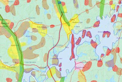 56 Figur 5. Geologiska förutsättningar för aktuell del av väg 56. Biltrafiken ÅDT uppgår till 2860 fordon längs med större delen av sträckan, varav tung trafik utgör 30%.