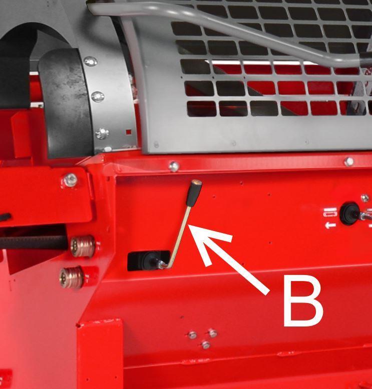 hydraulslangar i snabbkopplingarna A (röd) och B (svart).