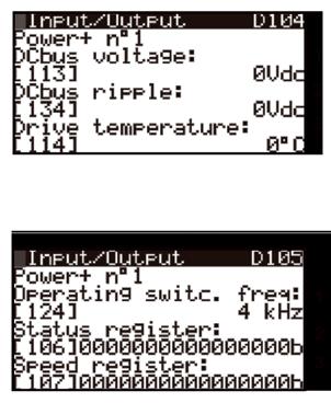 Informationsmeny 1 DC Bus spänning (113) 2 DC Bus rippelström (134) 3 Drive temperatur (114)) Vid