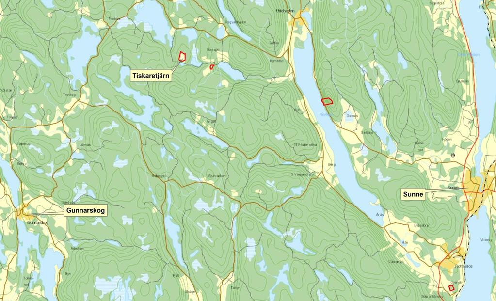 VÄGBESKRIVNING BILAGA 4 Tiskaretjärn Läge för naturreservatet Tiskaretjärn: Sunne