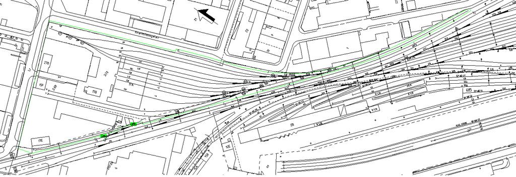 3.2.2 Spåröversikt Grön markering visar gränserna för Jernhusens infrastrukturförvaltning. 3.2.3 Största tillåtna hastighet (sth) Den största tillåtna hastigheten i spåranläggningen är 10 km/h. 3.2.4 Största tillåtna axellast Den största tillåtna axellasten i anläggningen är 22,5 ton.