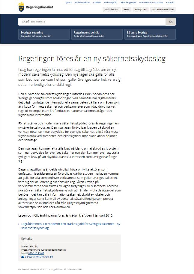 tekniska krav på säkerhetsfunktioner i systemen och dess komponenter.