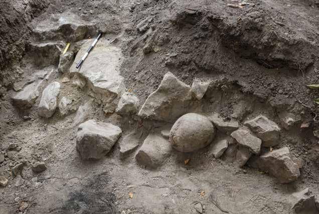 Figur 19. K 206 utgjordes av naturstenar i schaktkanten, möjligen från en riven grundmur.