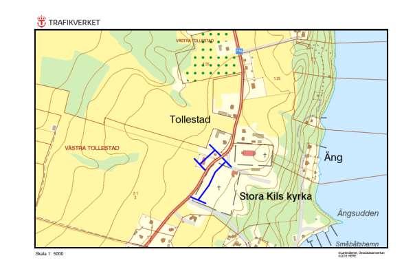 Alléer och vägträd med annan huvudman 716, Stora Kils kyrka, VÄSTRA TOLLESTAD Allé ID på karta 50 Vägnummer S 716 Namn Stora Kils kyrka, VÄSTRA TOLLESTAD Gammalt namn och ID (0716_0_Stora Kils kyrka)