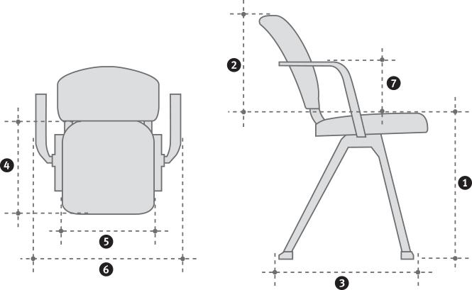Mått och vikter för mötes- och konferensstolar Alla mått gäller stolar i obelastat tillstånd och är i mm. Där stolen är justerbar, är måtten angivna i intervaller.