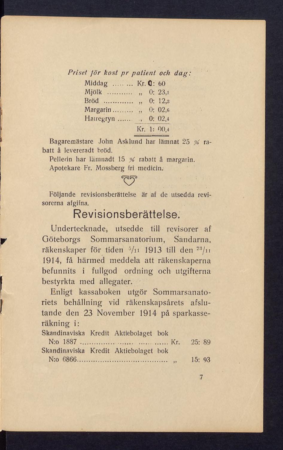 Priset Jör kost pr patient och dag: Middag... Kr. 0: 60 Mjölk... 0: 23,1 Bröd... 0: 12,a Margarin.... 0: 02,8 Hairegryn... 0: 02,i Kr.