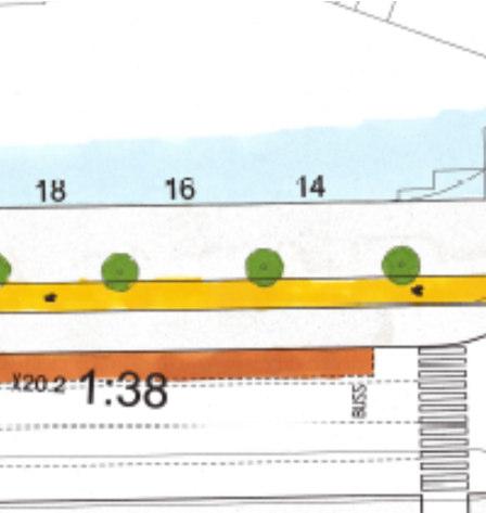 Hållplatserna förr busslinjerna i östlig riktning har flyttats till yta framför f parken