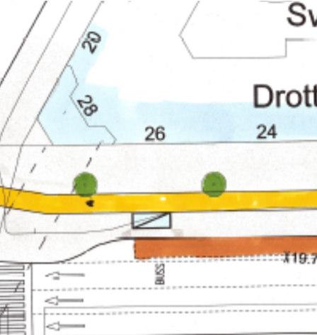 över Fridhemsgatan och slipper konflikt med bil- och busstrafik.