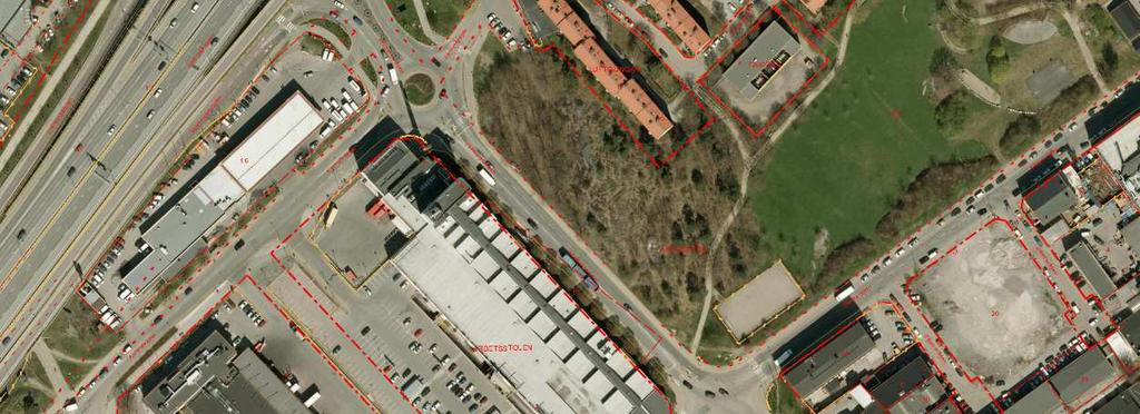 Sida 3 (9) Tidigare ställningstaganden Ortofoto. Planområdet (Arbetsstolen 3) markerat med röd linje. Översiktsplan Promenadstaden anger Västberga som ett industri- och terminalområde.
