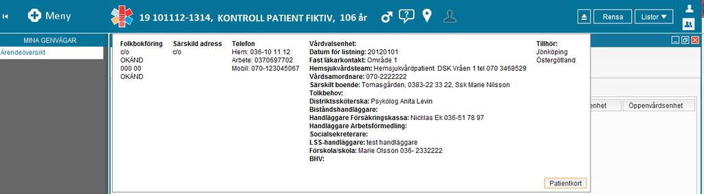 2018-11-25 2 5(14) Patientlisten kan döljas helt genom att upprepa kortkommandot F11 eller (Ctrl + Skift + pil) upp.