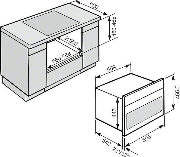 H 6401 BM Ugn med mikrovågsfunktion med automatikprogram och