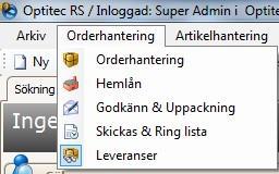 Optitec RS Orderhantering Nytt fönster för att ha kontroll på inkomm
