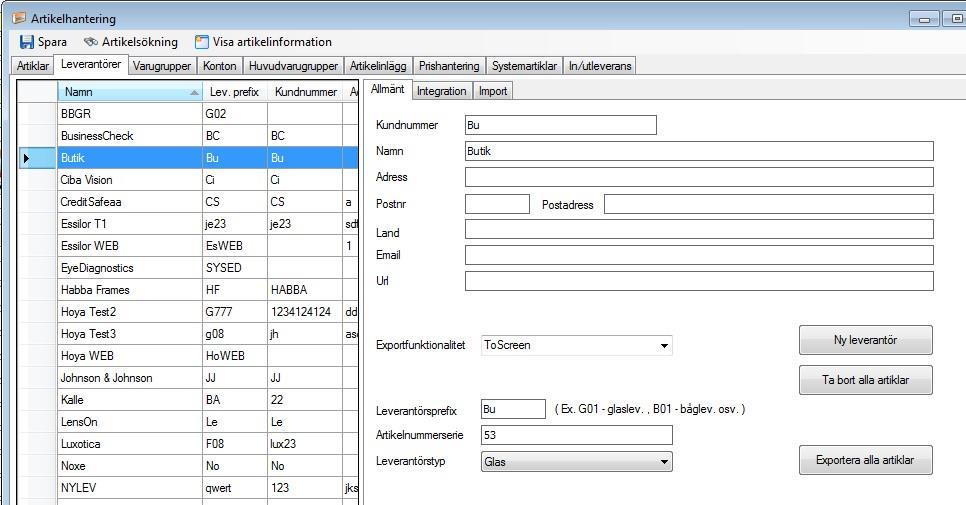 Möjlighet att läsa ut artikelfiler och sedan importera den på nytt, kan ex. användas att flytta artiklar och priser mellan butiker.