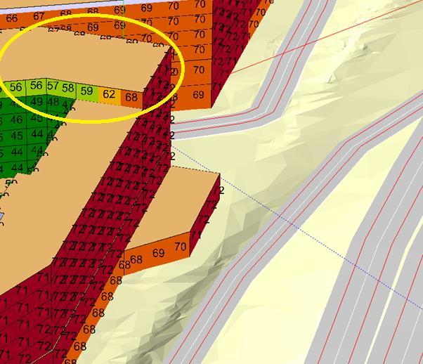 Uppdragsnr: 105 20 30 Version: 1 Handel m m vid Backavägen inom stadsdelen Backa i Göteborg Trafikbullerutredning På ytorna kring byggnaderna är ljudnivåerna mycket höga, ekvivalent ljudnivå 65-75