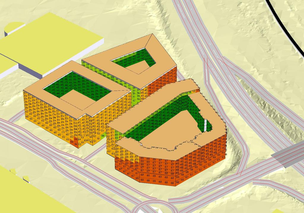 BILAGA 1A Vy från sydväst Backaplan Göteborgs stad Stadsbyggnadskontoret VÄGBULLER Prognosår 2040 Ekvivalent ljudnivå [db(a)] <= 50 50< <= 55