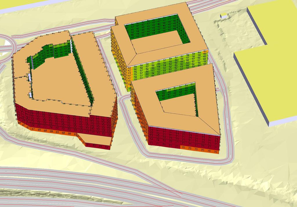 BILAGA 2A Vy från sydöst Backaplan Göteborgs stad Stadsbyggnadskontoret VÄGBULLER Prognosår 2040 Ekvivalent ljudnivå [db(a)] <= 50 50< <= 55 55 <