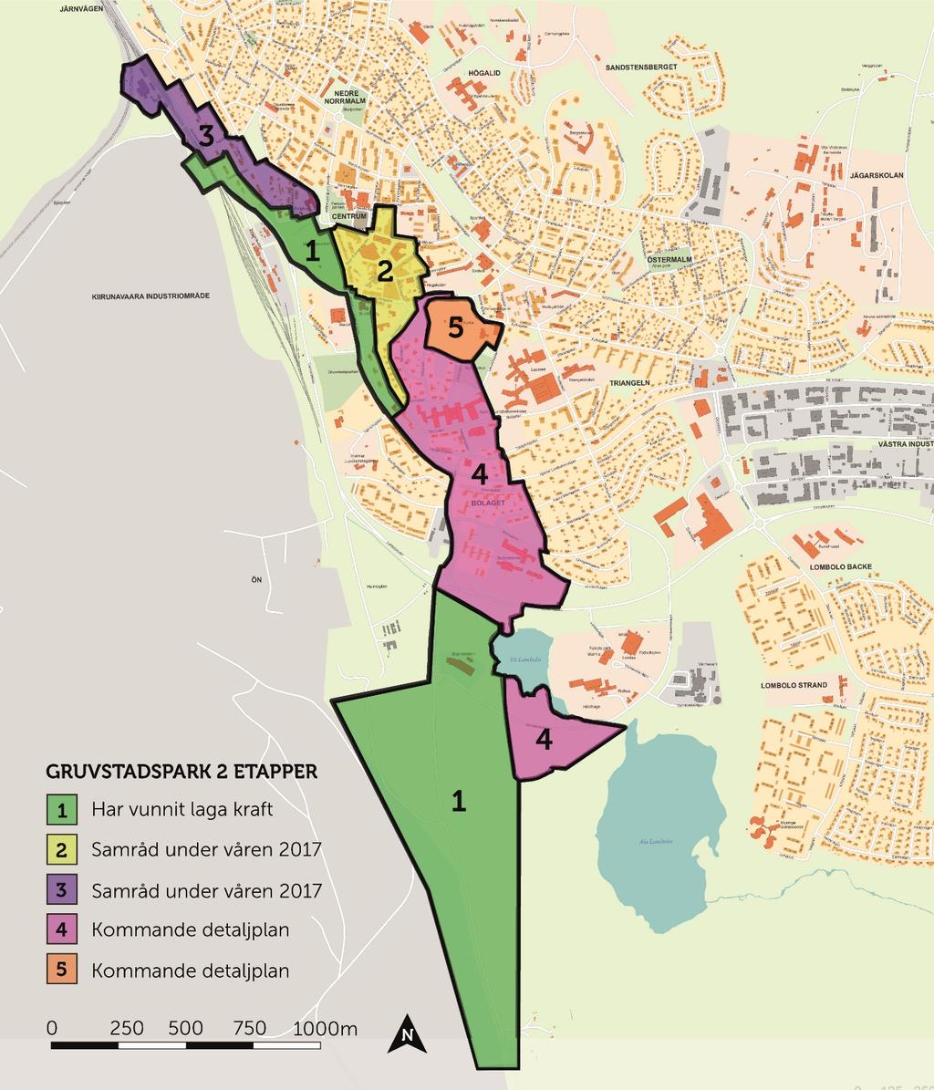 9 Planområdet (nr 4, markerat i rosa) och övriga etapper av Gruvstadspark 2.