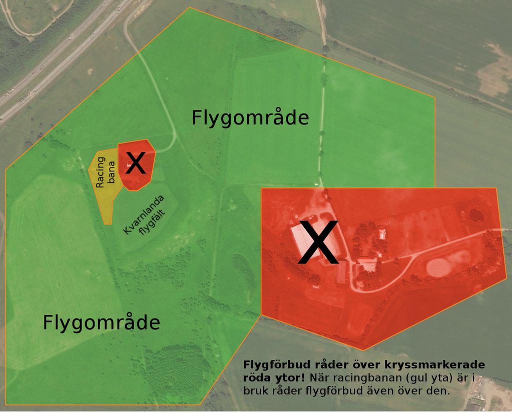 Flygområde Illustration 2: Kvarnlanda flygområde Flygning endast är tillåten inom flygområdet (grönmarkerad yta). Det är inte tillåtet att flyga utanför flygområdet.