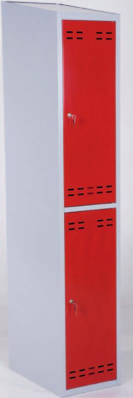 nr 4011071332 - Cylinderlås. - Pulverlackerad dörr i blå färg, alternativt röd färg och stomme i grå färg.