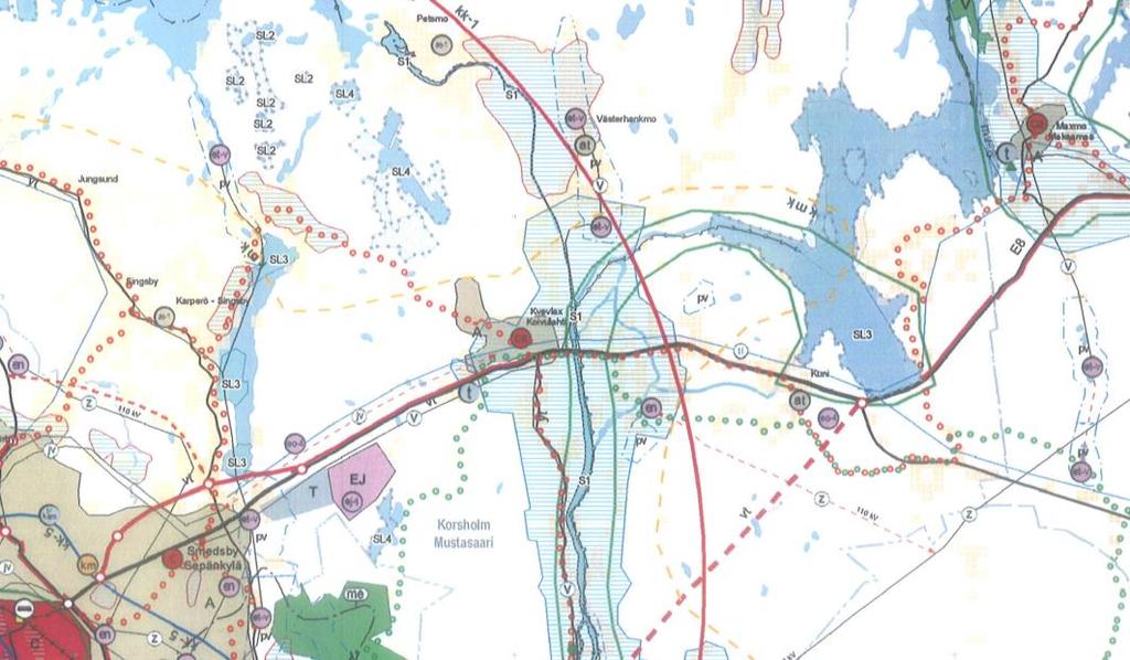 Bilaga A 4/9 Bild 5 Funisbackvägen fotat söderut, avlämningsplats vid skolan Utgångsuppgifter Landskapsplanen är fastställd i enlighet med miljöministeriets beslut av 21.12.2010.