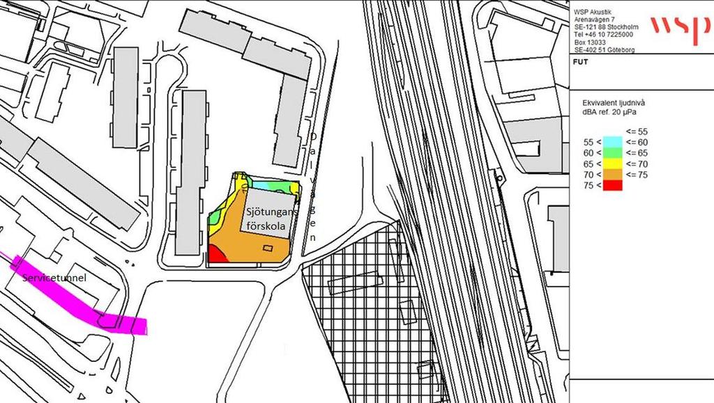 Västra vägen Figur 7. Luftburet buller på Sjötungans förskola. 5.