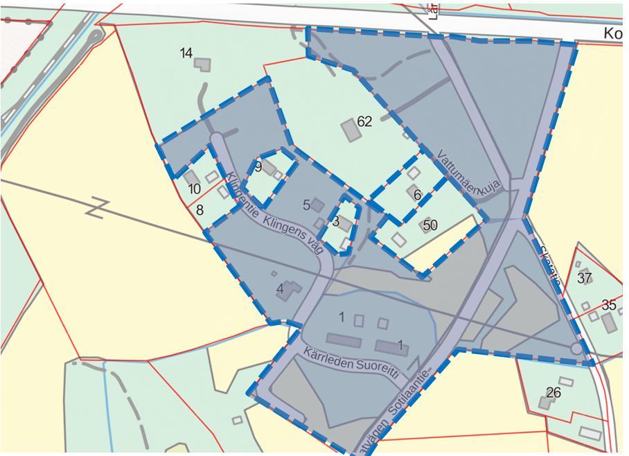 5 Bild 3: Kommunens mark anvisad med blå skuggning och streckad linje. 3. Planeringssituation 3.