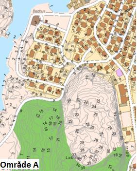 Datum: 0-0- Båda områdena innefattas av större bergshöjder med ganska stark lutning på sina ställen, Figur. I område A är höjdpunkten ca + m som faller till ca + - m vid bergskanten.