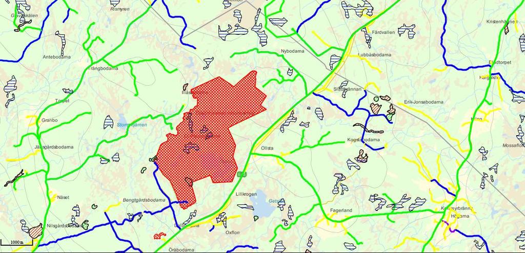 Illustration mashup av visningstjänster Naturvärden (SKS) Bakgrundakarta (GSD) Metria Maps