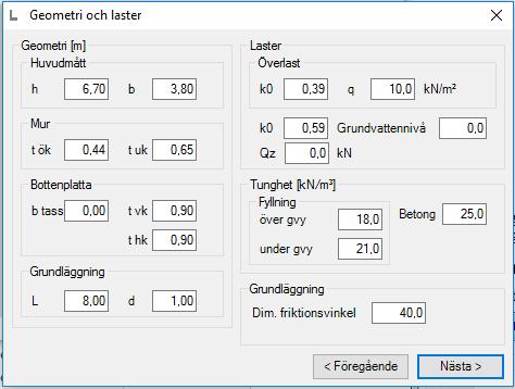 3.2 Indata Figur 3-2. Arkiv Under fliken Indata anges geometri, laster och de lastkombinationer som beräknas.