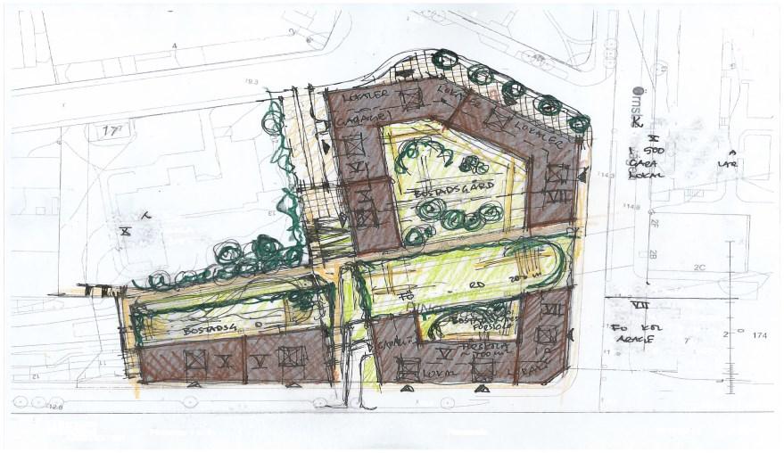 Sida 6 (13) Figur 4 Situationskarta med den nya bebyggelsen Figur 5 Sektion genom den nya bebyggelsen Skisserna i förslaget visar i stora drag projektets utformning.