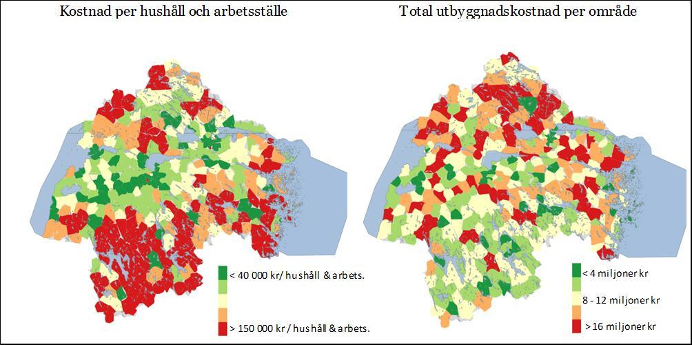 6.2 Kostnader Kostnaderna för att bygga ut bredbandsnäten skiljer sig beroende på vilken teknik som används och hur topografin och markförhållandena i området är.