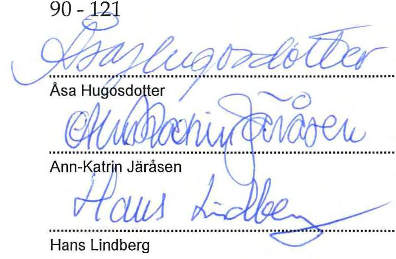 Broberg (S) Nielas Persson (S) Inger Laren (FP) Alf Larsson (C), vice ordförande Anna Melin Nyström (C) Gustav Olsson