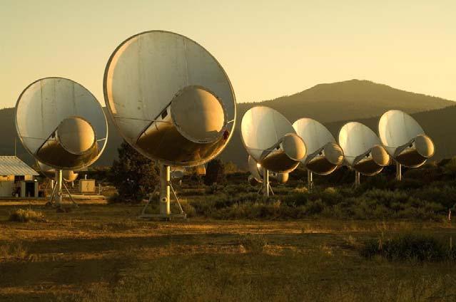 SETIs historia X: Allen Telescope Array Byggs vid Hat Creek utanför San Francisco Tänkt att innefatta 350 antenner, men har i nuläget bara 42 Tänkt att söka av en miljon stjärnor inom 1000 ljusårs