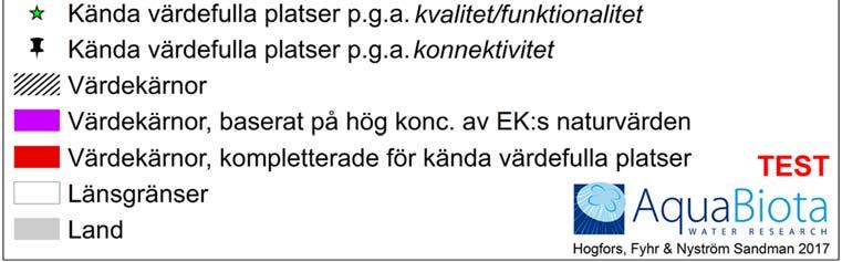 Om platserna inte har identifierats som värdekärnor via analysen av hög koncentration av ekosystemkomponenters naturvärde kan komplettering av dessa områden göras så att alla kända värdefulla platser