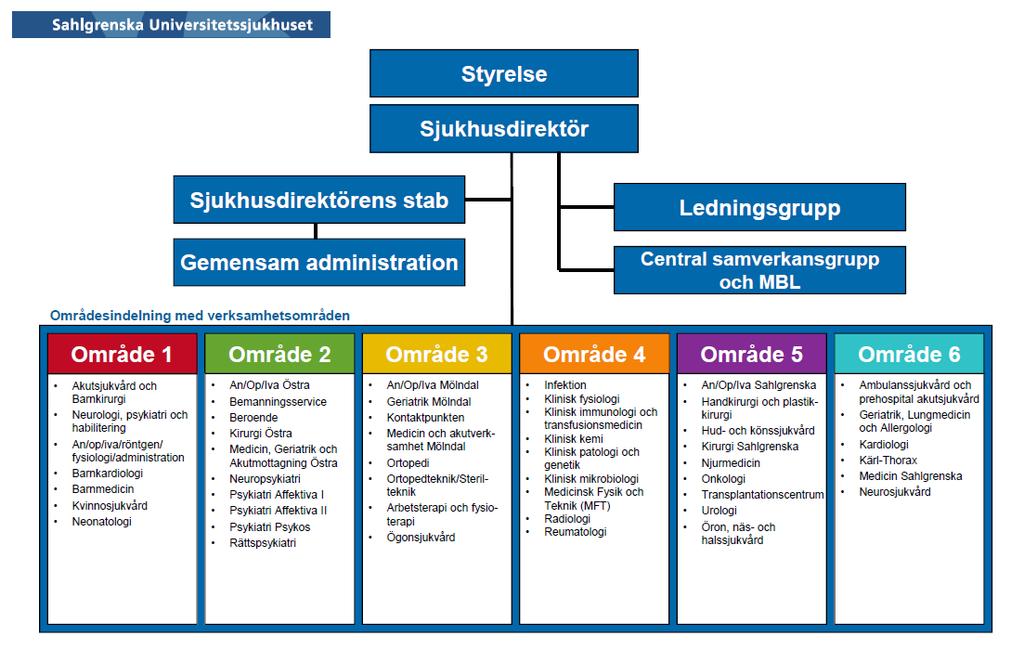 Bilaga SU:1, Organisationsdiagram för Sahlgrenska Universitetssjukhuset och Frölunda Specialistsjukhus