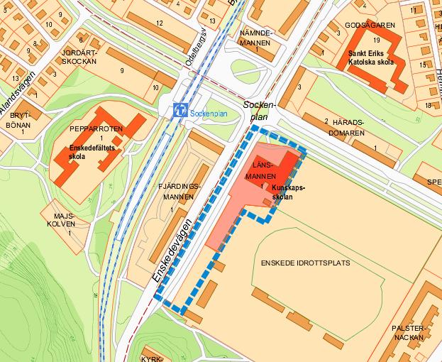 Sida 5 (13) På andra sidan Enskedevägen togs 2015-08-10 ett start-pm i stadsbyggnadsnämnden där Stockholmshem har som avsikt att uppföra ca 160 bostäder för unga och studenter.