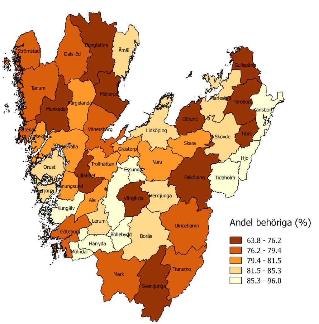 Andel avgångselever i Västra Götaland vårterminen 2017 med