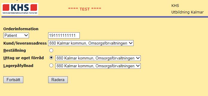 13 (13) Uttag ur eget förråd Gå till Kundorder och välj Uttag ur eget förråd Skriv in individnummer - Tryck