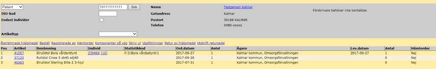 9 (13) Fullfölj förskrivningen som vanligt. När hjälpmedlet är utleverarat så ser du vilken individ det är och även vilken statistikkod förskrivningen grundar sig på.