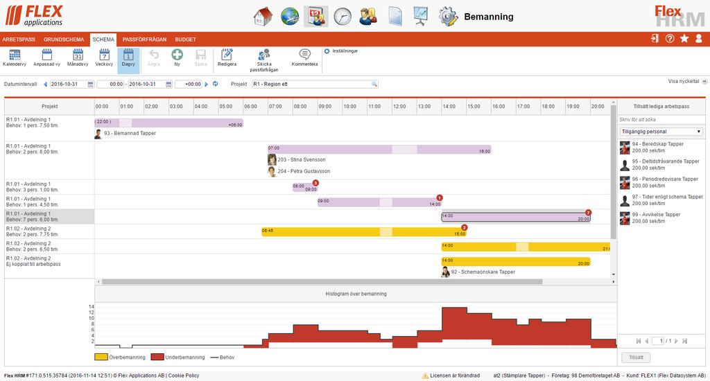 Användarmeddelande Flex HRM Plan, version 171 4 Ny grafisk vy för arbetspass För att förenkla skapande och redigering av arbetspass har vi byggt en helt ny vy för det ändamålet i HRM Plan.