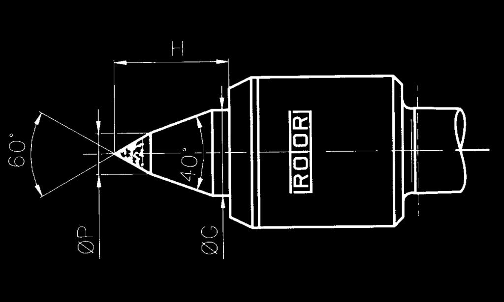 ROTOR svarvdubbar Typ V & VH Typ V Typ VH Härdat stål Hårdmetallspets Art nr Art nr Dimensioner Arbetsstycke RPM max MK Utförande V VH G H P max.