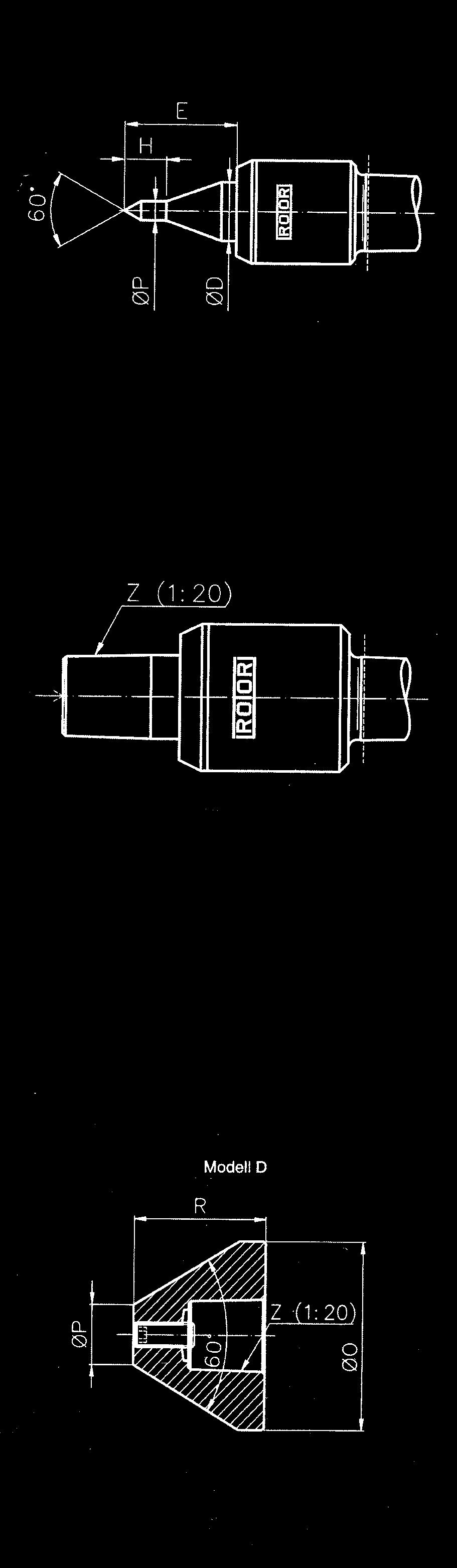 ROTOR svarvdubbar Typ L med smal spets Dimensioner Arbetsstycke RPM max MK Utförande Art nr D E H P max.