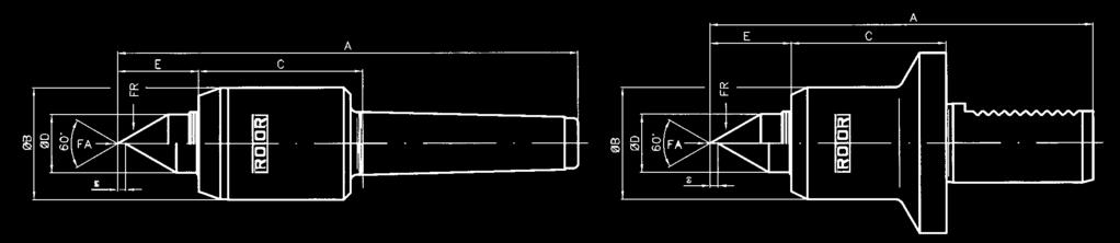 ROTOR svarvdubbar Typ DA-N Art nr FA FR Art nr FA FR Dimensioner Arbetsstycke RPM max Utförande Normal svarv dan dan Lätt svarv dan dan A B C D E s max.