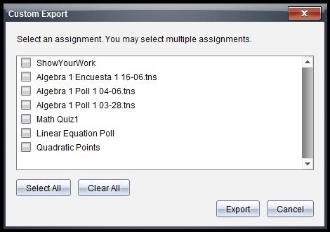4. Exportera elevdata från arbetsytan Portfolio Du kan nu exportera elevresultat från en eller flera tilldelningar som har sparats som en CSV-fil (Comma Separated Values, med komma åtskilda värden)