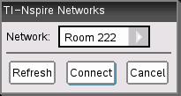 Dialogrutan TI-Nspire Navigator-nätverksnamn visar ett anpassat nätverksnamn Dialogrutan TI-Nspire Navigator-nätverksnamn
